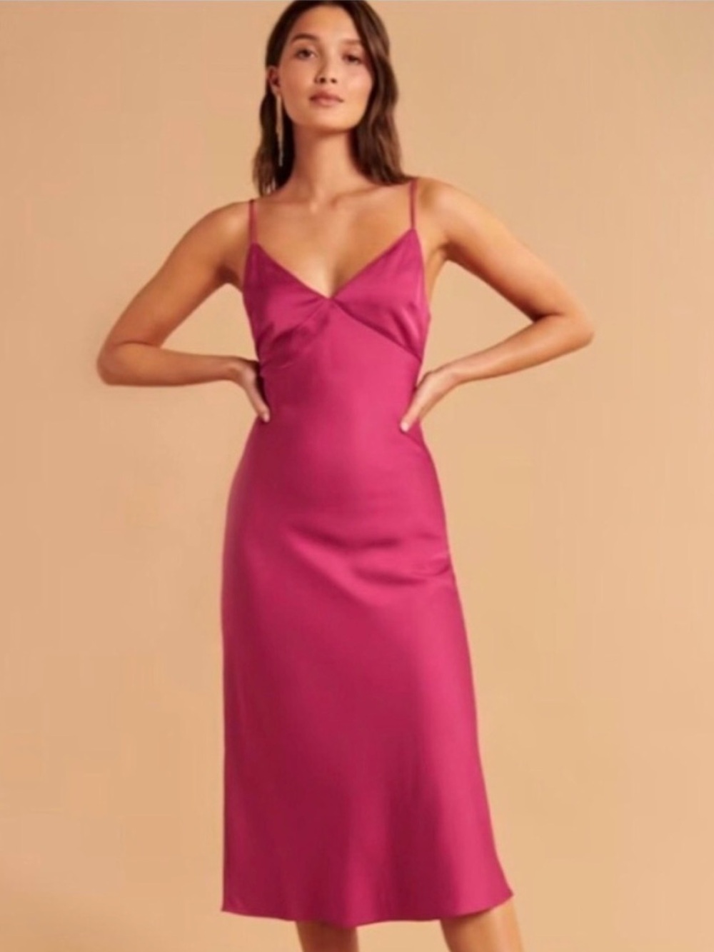 Abercrombie & Fitch Fuchsia Slip Midi Dress